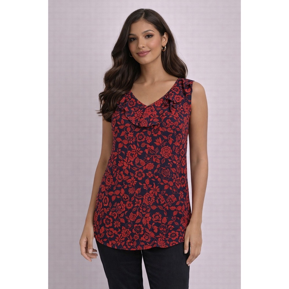 Terra & Sky Red Floral Sleeveless‎ Blouse Size 0X
